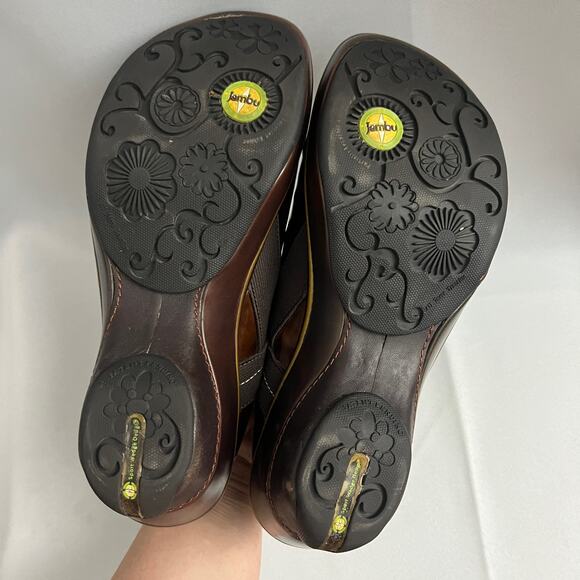 Jambu Women’s 10 CALI Marble Brown Patent Leather Platform Clogs - Picture 7 of 11